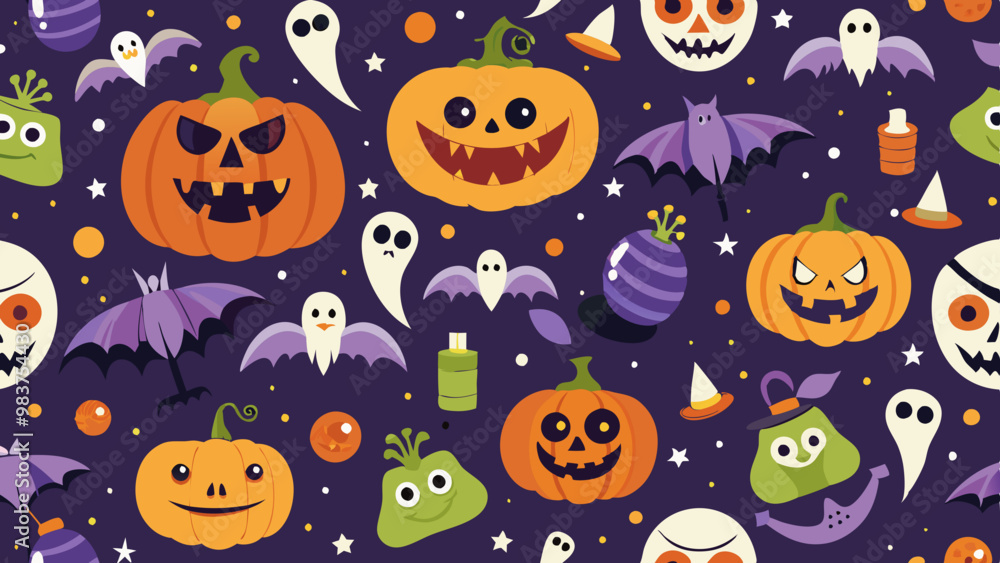 Halloween Seamless Vector Pattern for Print & Fabric Halloween Seamless Vector Pattern for Print & Fabric