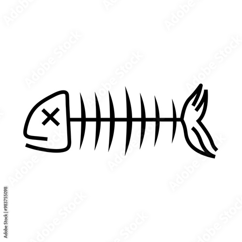 black and white illustration of a fish spine