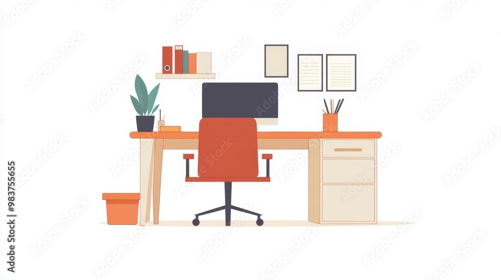 Fototapeta premium creative flat design showing a home office 