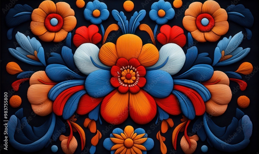 Colorful Flower Pattern in 3D. Colorful Flower Pattern in 3D.