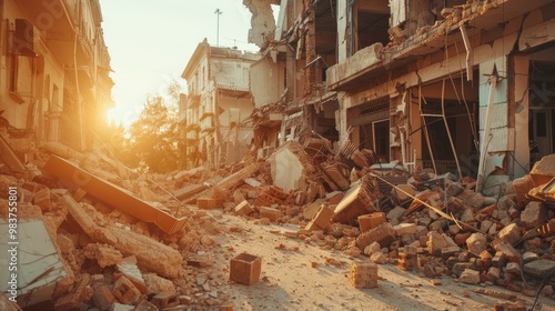 Collapsed Structure and Debris Caused by Seismic Activity