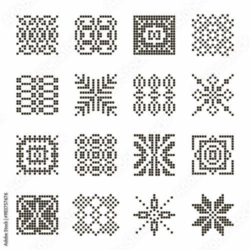 Palestinian Traditional Tatreez Pattern Icon Set