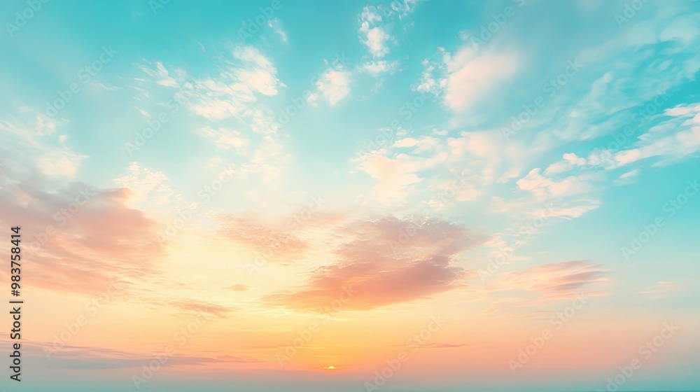 Pastel Sky with Clouds and a Setting Sun Pastel Sky with Clouds and a Setting Sun