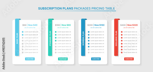 Subscription Plans Pricing Table Packages Infographic Template