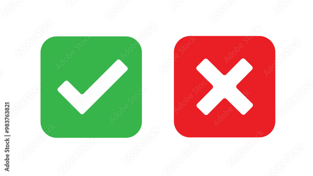 Check mark and cross symbol Check mark and cross symbol