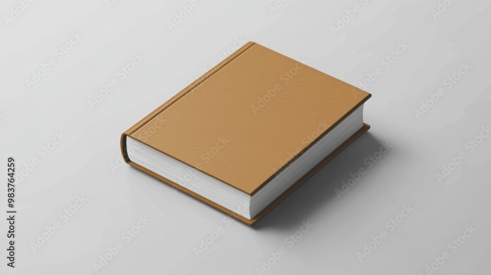 A closed, tan-colored book resting on a light surface, suggesting reading or study. A closed, tan-colored book resting on a light surface, suggesting reading or study.