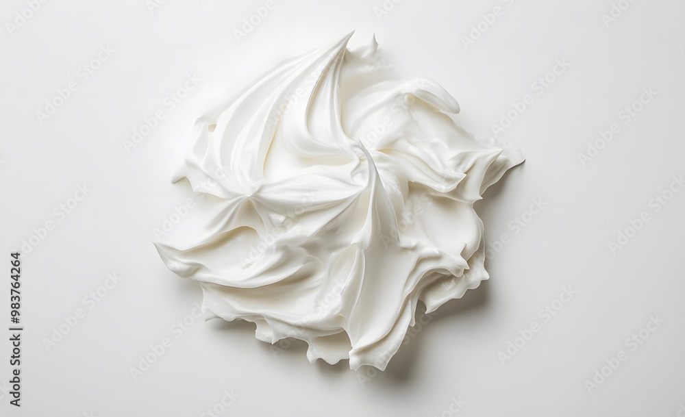 Close-up of white cream on a white background, Close-up of white cream on a white background,