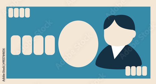 シンプルな青い印刷の紙幣