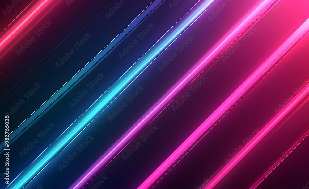 Dark background, diagonal neon lines, pink and blue colors, minimalism Dark background, diagonal neon lines, pink and blue colors, minimalism