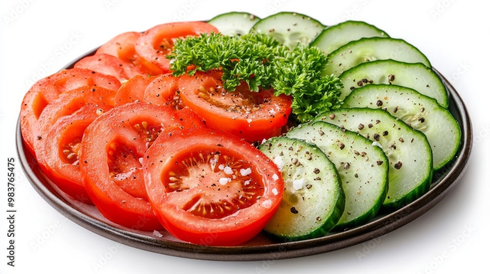 platter of fresh sliced tomatoes and cucumbers platter of fresh sliced tomatoes and cucumbers