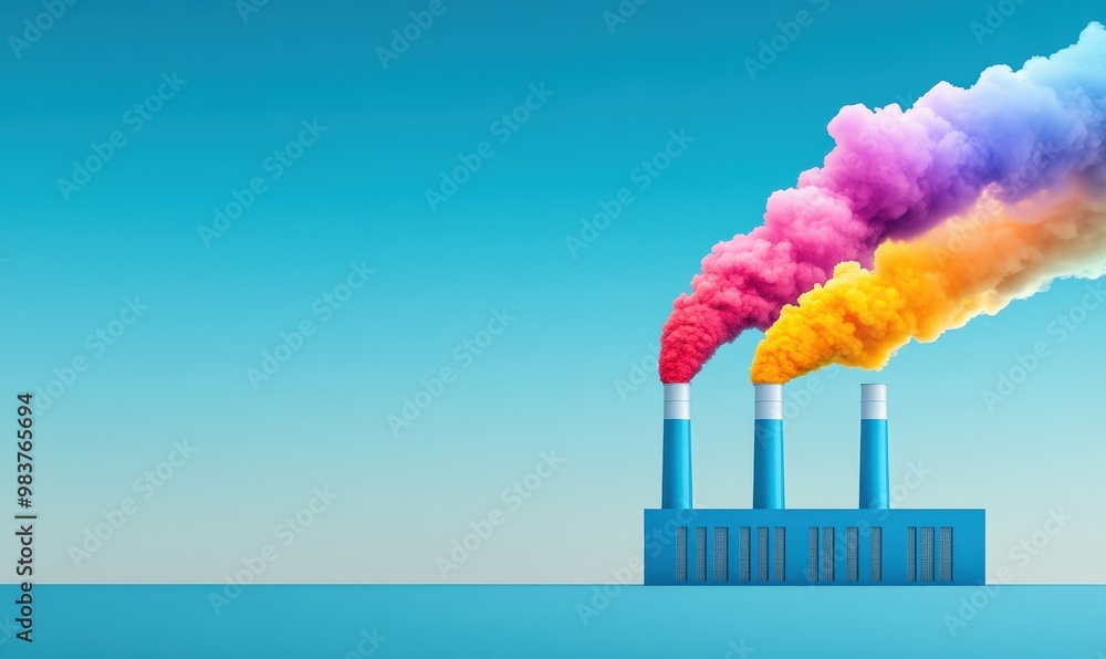 Fototapeta premium Colorful Smoke From Factory Chimneys.
