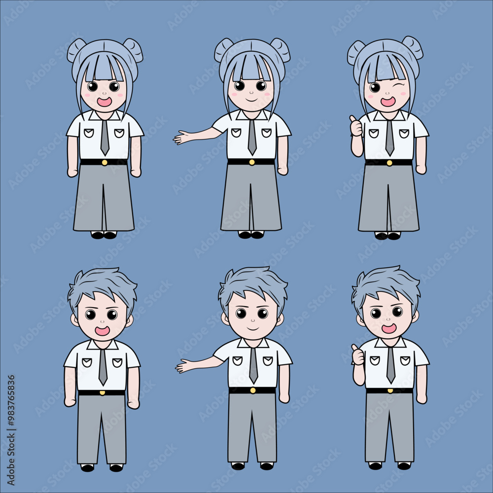 flat design image of high school children's characters flat design image of high school children's characters