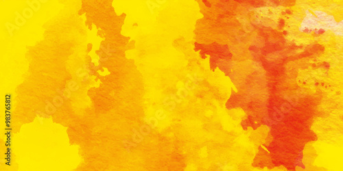 Colorful and bright orange watercolor background,turmeric yellow or mustard yellow grunge texture,collection with white, brown, orange, yellow beige for cover. 
