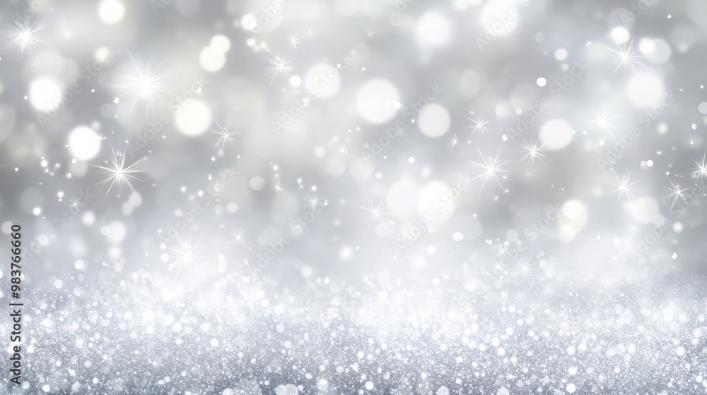 An abstract blurred white and silver color background with star glittering light to showcase, promote, and advertise products and content in the merry christmas and happy new year seasons An abstract blurred white and silver color background with star glittering light to showcase, promote, and advertise products and content in the merry christmas and happy new year seasons