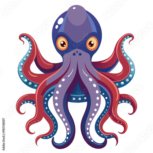 Vector illustration of an octopus with tentacles
 photo