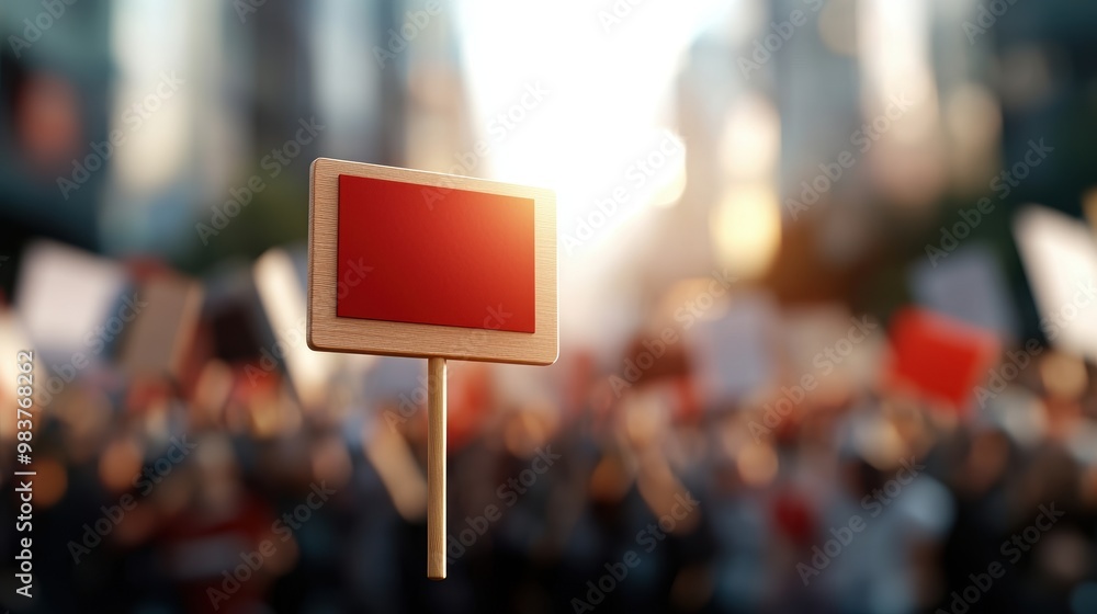 Blank Protest Sign in Urban Setting at Sunset Blank Protest Sign in Urban Setting at Sunset