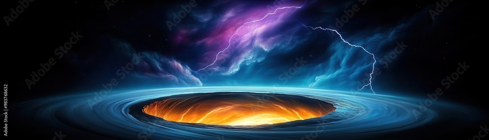 Giant crater on a gas giant planet s surface, with swirling clouds and ...
