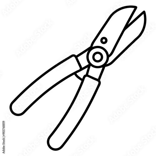 Black and white line drawing of pruning shears