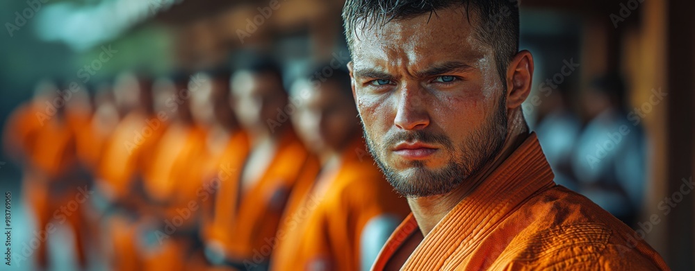 Intense Martial Artist in Traditional Uniform Intense Martial Artist in Traditional Uniform