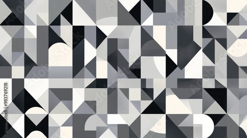Wallpaper Mural Beautiful Geometric Gray Patterns. Modern geometric shapes in different shades of gray. Torontodigital.ca
