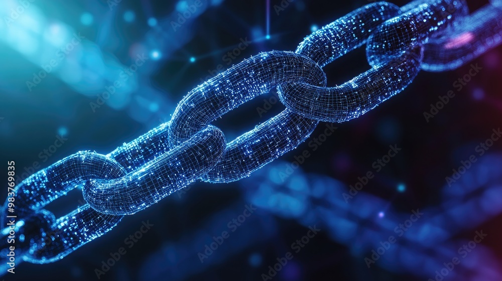 Computer generated blue three-dimensional chain