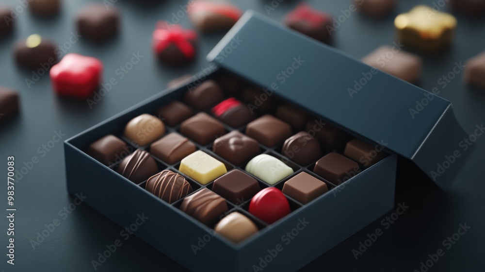An elegant box of assorted chocolate truffles, showcasing a variety of rich flavors and textures, perfect for any occasion. An elegant box of assorted chocolate truffles, showcasing a variety of rich flavors and textures, perfect for any occasion.