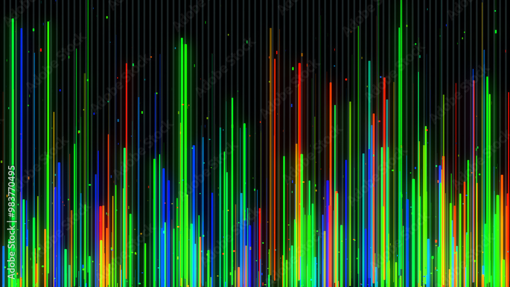 Colorful vertical equalizer bars moving on black background Colorful vertical equalizer bars moving on black background