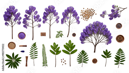 Obraz na płótnie tree 3d rendering mimosifolia jacaranda olated blossom environment flower green isolated leaf nature pink plant tree set season blossom environment flower green isolated leaf nature pink plant tree w salonie