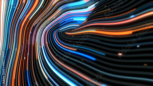 Wallpaper Mural Abstract background forming with orange and blue lines Torontodigital.ca