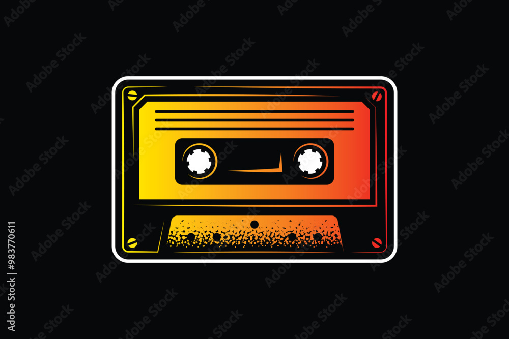 Obraz premium Audio cassette. Original vector illustration in vintage style. T-shirt design.