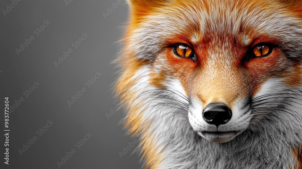 Obraz premium A close-up of a fox's face showcasing its vibrant fur and expressive eyes.