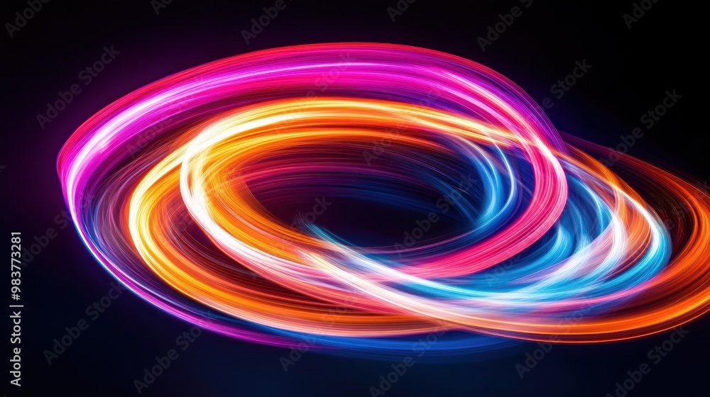 Abstract light trails in vibrant colors creating a dynamic and energetic visual effect. Abstract light trails in vibrant colors creating a dynamic and energetic visual effect.