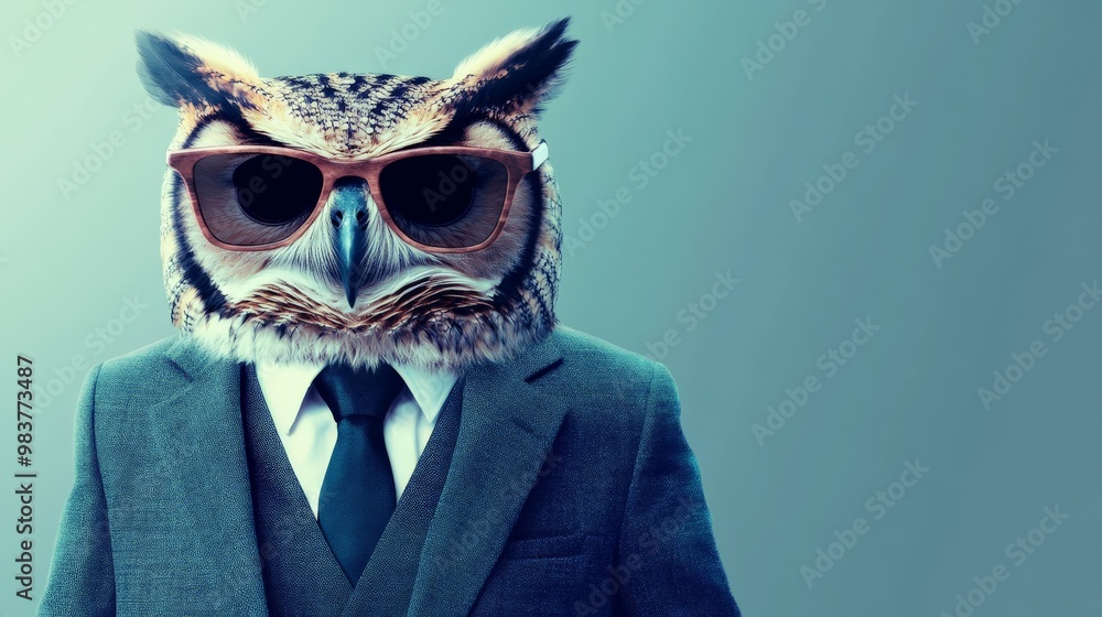 A stylish owl wearing sunglasses and a suit, portraying a unique combination of elegance and wildlife. Perfect for humor and creativity concepts. A stylish owl wearing sunglasses and a suit, portraying a unique combination of elegance and wildlife. Perfect for humor and creativity concepts.