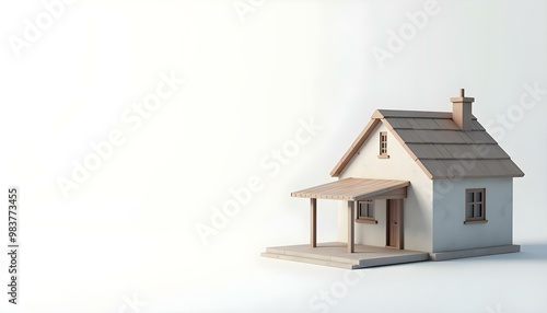 home on isolated white background concept of living, real estate, construction and savings