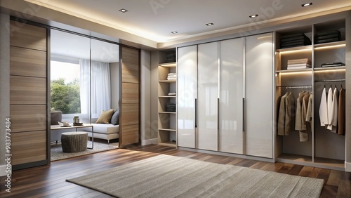 Contemporary sliding closet doors boast a minimalist design, providing ample storage and a smooth operation, making it