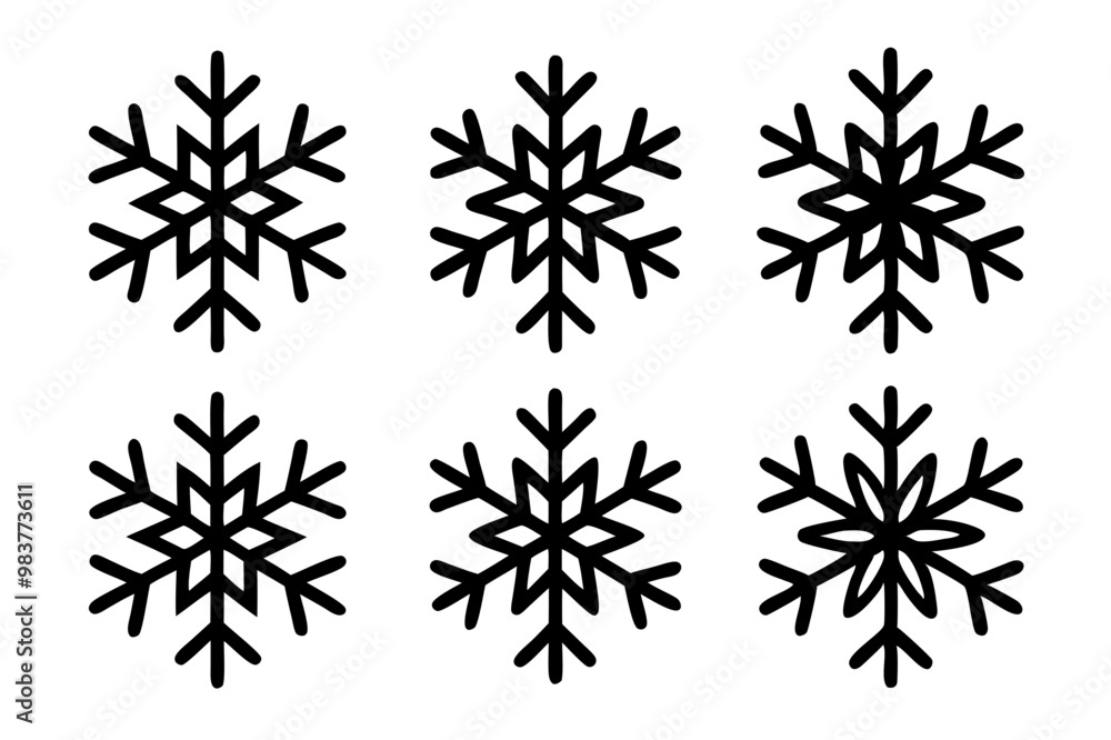 Snowflakes icon Set, Christmas Snowflake Silhouette Vector Bundle
Snowflakes icon Set, Christmas Snowflake Silhouette Vector Bundle