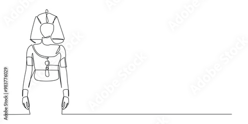 continuous line Cleopatra.one line drawing of Cleopatra.history of ancient times.single line vector illustration.isolated white background