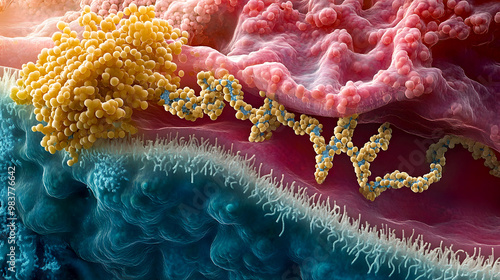 Muscle proteins in action/ Illustration of myosin and actin interacting during muscle contraction