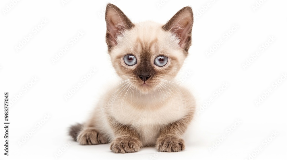 isolated on white background, brownie siamese kitten isolated on white background, brownie siamese kitten