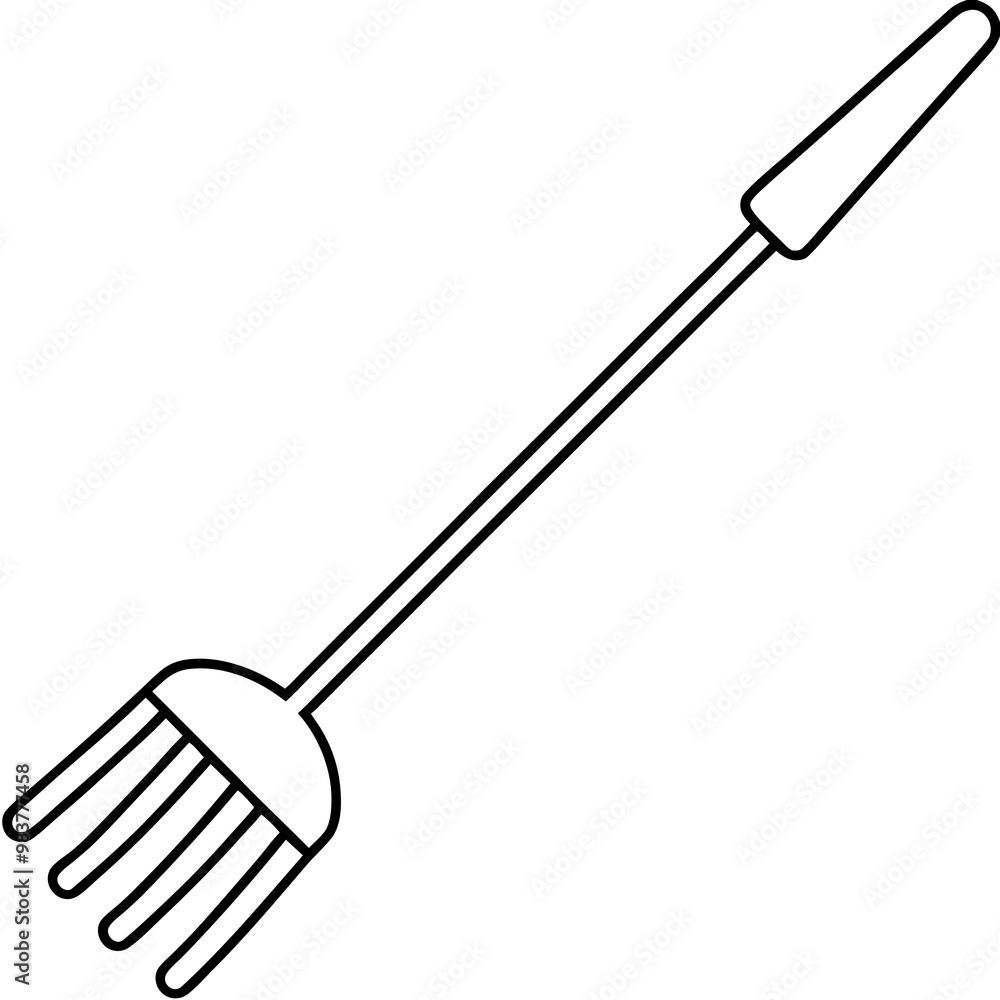 Naklejka premium Simple Rake Icon, Monochrome, Vector Illustration