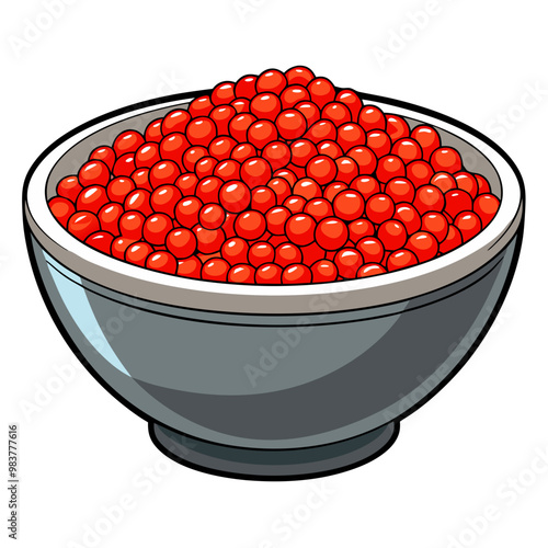 Luxury red sturgeon caviar in granite stone bowl illustration
