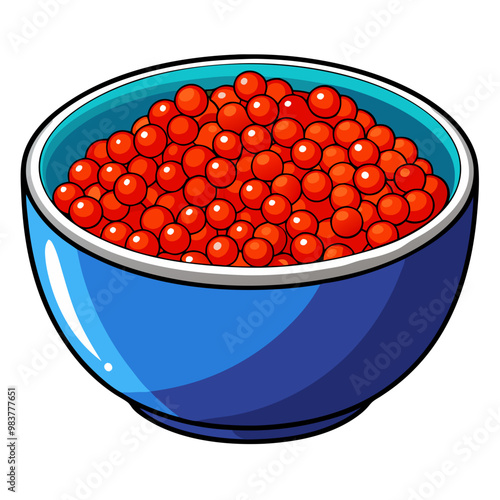 Luxury red sturgeon caviar in granite stone bowl illustration
