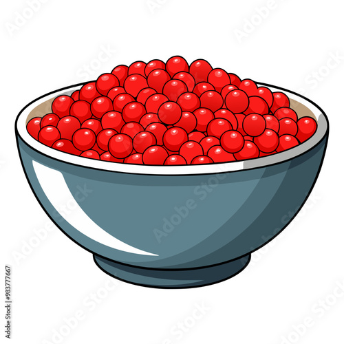 Luxury red sturgeon caviar in granite stone bowl illustration
