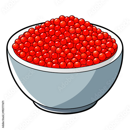 Luxury red sturgeon caviar in granite stone bowl illustration
