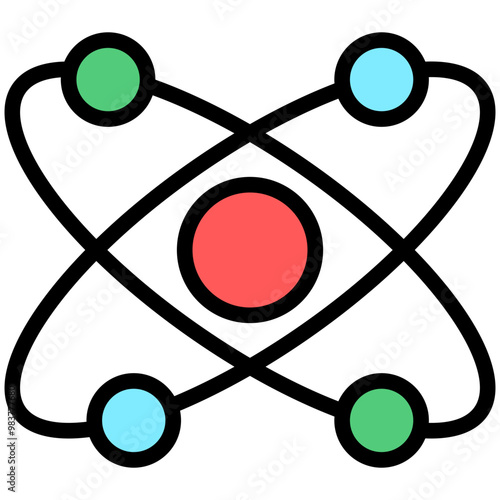 Atom lineal multi color icon, use for UI, UX, app and web development, digital or print. for industry, education, science.