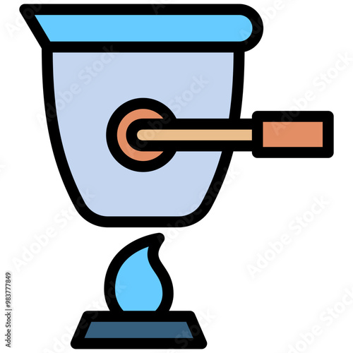 Crucible Pot lineal multi color icon, use for UI, UX, app and web development, digital or print. for industry, education, science.