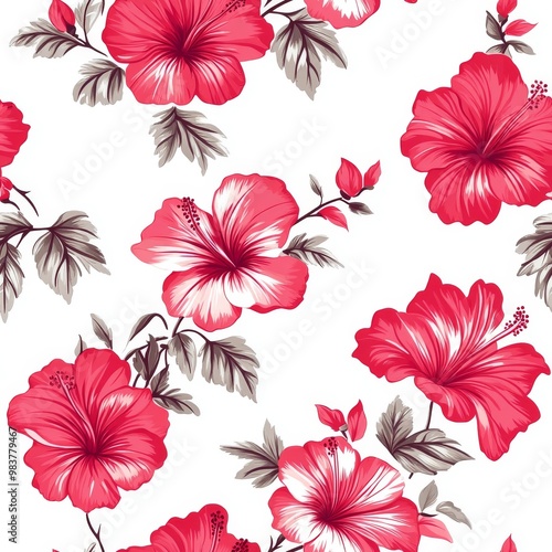 240807 73. hibiscus pattern banner wallpaper, simple background