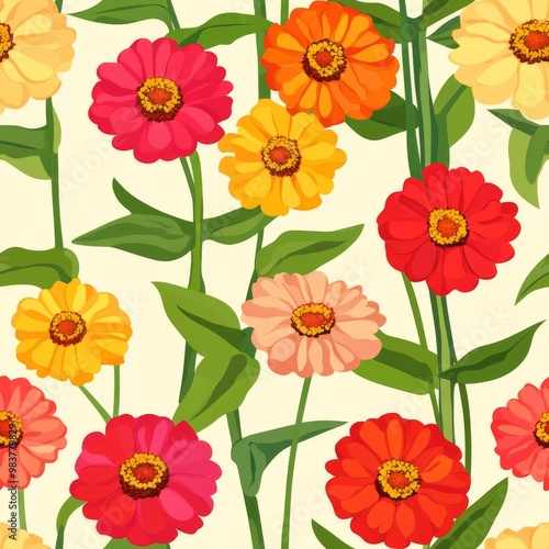 240807 79. zinnia pattern banner wallpaper, simple background