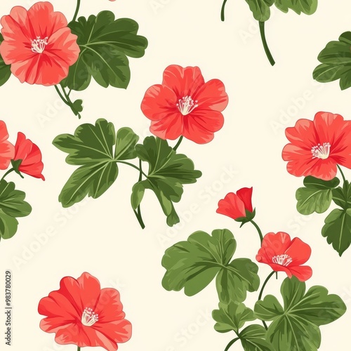 240807 83. geranium pattern banner wallpaper, simple background