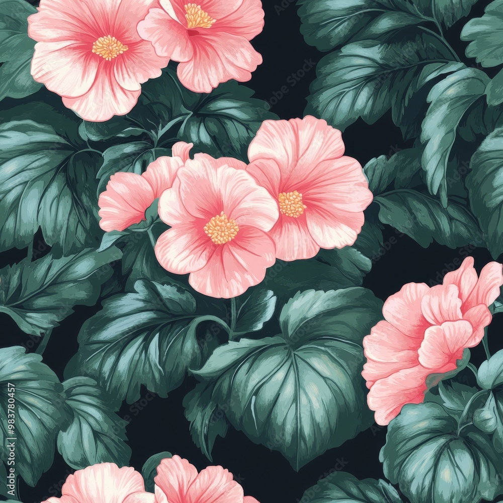 custom made wallpaper toronto digital240807 94. begonia pattern banner wallpaper, simple background